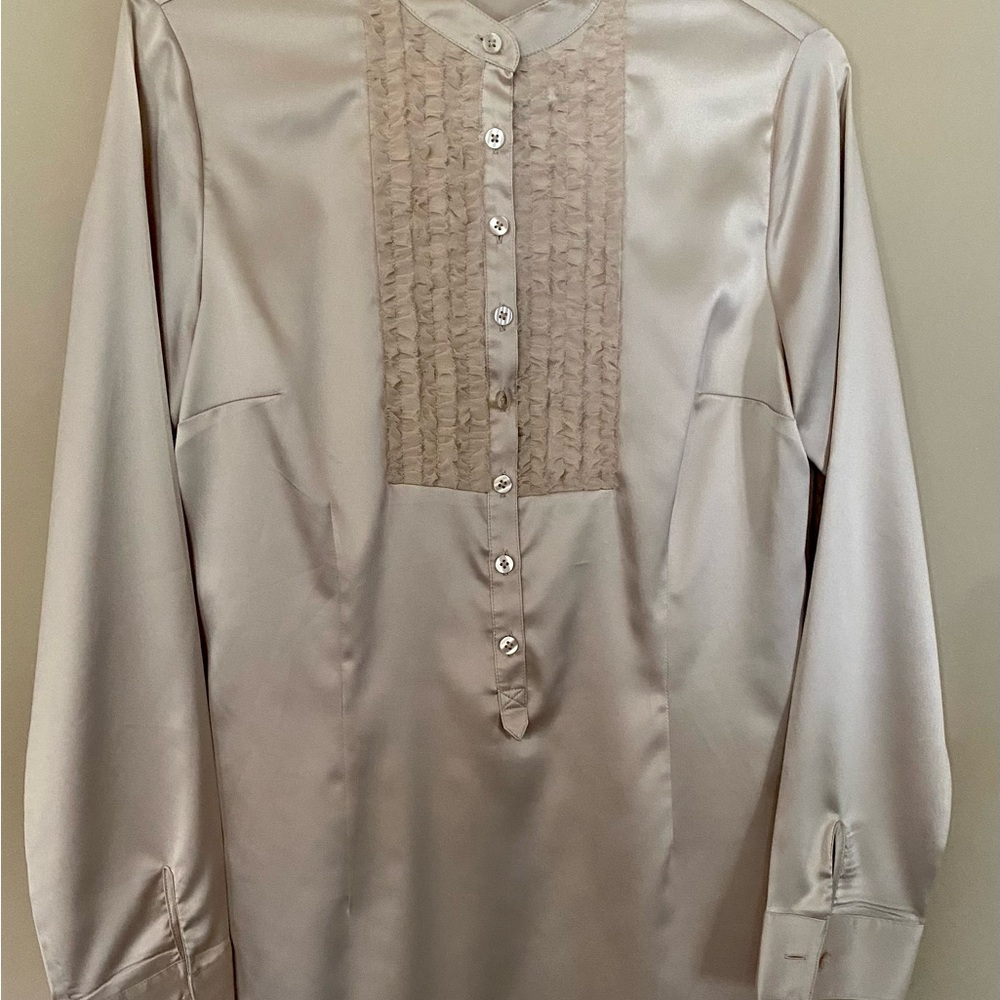 Cabi Juliet Cream satin silky ruffle Blouse